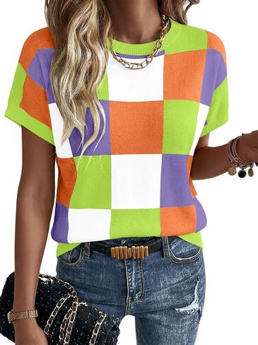 Magritta Summer Sweaters for Women Lightweight Crew Neck Tops Cap Sleeve Shirts Dressy Loose Fit Crochet Outfits in Kuwait