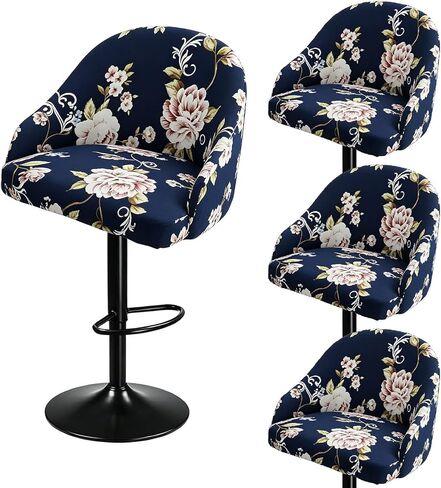 Bar Stools Cover,Short Back Chair Cover, Swivel Chair Slipcovers With Back, Stretch Bar Stool Chair Slipcovers With Round Backs Arms Curved Accent ,Counter Bar Stool Cover For Armchair,Kitchen Island( in Saudi Arabia