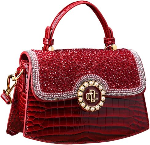 Elegant Evening Party Tote for Women with Diamond Accents and Crocodile Texture in Premium Genuine Leather in Kuwait