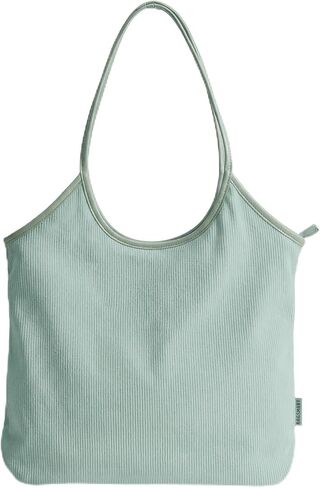 BAGSMRT Corduroy Tote Bag for Women Beach Bag with Zipper Casual Shoulder Bag Lightweight Travel Tote Hobo Handbag | PU Leather Handles in Kuwait