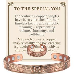 Copper Bracelet and Rings for Women, Ultra Strength Women Magnetic Bracelets with 3,800 Gauss Magnets, Adjustable Cuff Jewelry Gift in Saudi Arabia