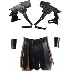 Gladiator Kilt Men Adult Medieval Knight Leather Belt Shawl Gladiator Costume in Kuwait