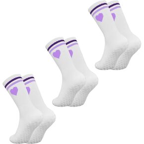 Pilates Socks with Grips for Women, Love Heart-Patterned Non Slip Yoga Socks for Barre Workout Dance in Saudi Arabia