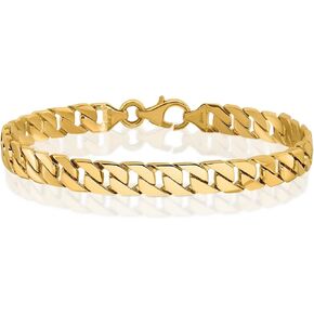 IceCarats 14K Solid Yellow Gold 7.4mm Chunky Cuban Chain Link Bracelet Polished in Kuwait
