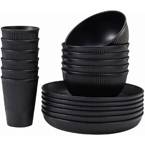 18pcs Wheat Straw Dinnerware Set Kitchen Plates and Bowls Sets HXYPN Unbreakable Dinner Plates Cereal Bowls Drinking Cups Reusable Dinnerware Sets Microwave Dishwasher Safe in Saudi Arabia