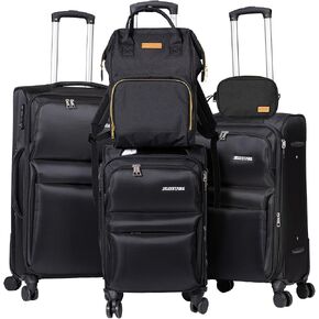 Luggage 5 Piece Suitcase Expandable Luggage Set, Lightweight Carry-Ons Travel Suitcase Sets with Smooth Universal Spinner Wheels TSA Approved Lock (Coffee, 20in/24in/28in) in Saudi Arabia