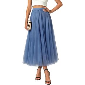 Betusline Women's Maxi Tulle Tutu Skirt A Line High Waisted Flowy Skirts in Kuwait
