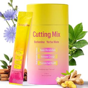 Cutting Drink Mix -Berberine, FOS, Chromium, Yerba Mate & 5-HTP | Satiety & Gut Health - Strawberry Açaí Flavor - 30 Sticks in Saudi Arabia
