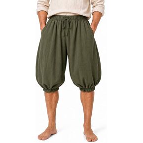 UQJE Adult Medieval Harem Shorts, Faux Linen Knee Length Pirate Breeches for Renaissance LARP Halloween Cosplay in Kuwait