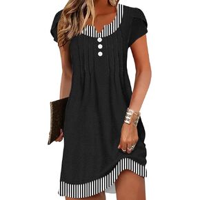 ETCYY Women's Summer Beach Dress Cover Ups Swimwear Short Sleeve Casual Dresses Vneck Button Fashion 2026 Vacation Sundress in Kuwait