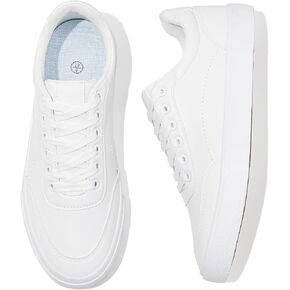 Rominz Men's White Tennis Shoes PU Leather Fashion Sneakers Low Top Casual Walking Shoes for Men in Kuwait