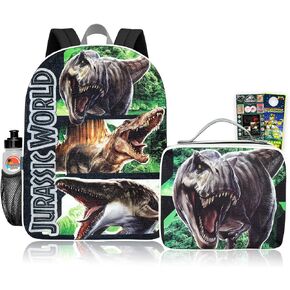 Jurassic World Backpack with Lunch Box - Bundle with Dinosaur Backpack, T-Rex Lunch Bag, Water Bottle, Stickers, More | Jurassic World School Bag with Lunchbox Set in Saudi Arabia