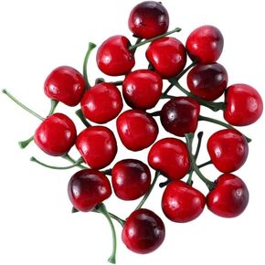 20pcs Artificial Cherries, Fake Fruit Decor Simulation Cherry Model Lifelike Fruit Cherry Ornament, Home Kitchen Party Decoration Desk Ornament Photography Prop (Red) in Saudi Arabia