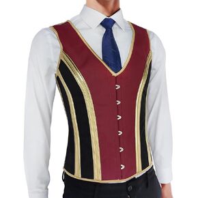 Men Corset Vest Lace Up Bones Medieval Waistcoat Tight Fitting Formal Tops Black Gold Vest Wedding Stage in Saudi Arabia