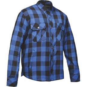 Derringer Men's Armored Zip & Snap Plaid Flannel Shirt Jacket, Blue/Black in Saudi Arabia