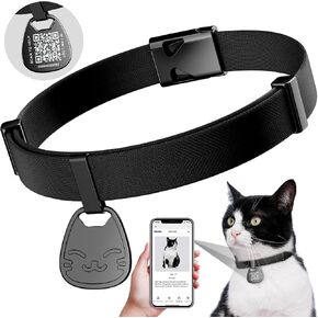 Cat Collar with QR Code Name Tag, Breakaway Kitten Collar for Boy & Girl Cats, Ultra Soft Elastic Adjustable Band, Safety Break Away Buckle, Comfortable & Secure Pet ID Collar (6"-12"), Iridescent in Kuwait