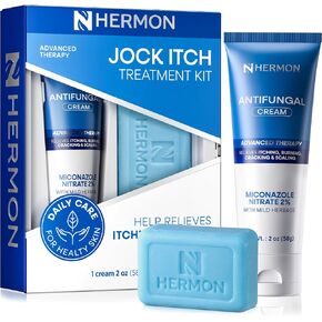 Hermon Jock Itch Antifungal Treatment Kit: Antifungal Cream & Soap for Jock Itch, Ringworm & Athlete’s Foot – Fast-Acting Anti-Fungal Care that Soothes, Cleanses & Restores Skin Health in Saudi Arabia