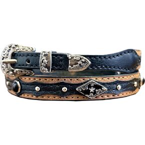 Western Hat Band with Bead Ornaments, Black Bonded Leather, One Size, Unisex Adult in Saudi Arabia