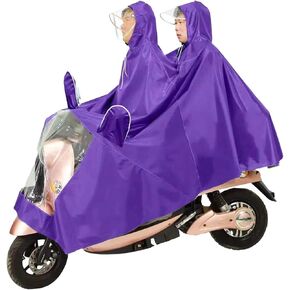Motorcycle Poncho Oxford Cloth Raincoat for Cycling Riding Rain Shielding for Driver and Passenger with Hat for Outdoor (Purple) in Kuwait