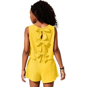 Girls Short Set Summer 2 Piece Outfit Toddler Clothes Sleeveless Bow Back Shirt and Short Set in Saudi Arabia