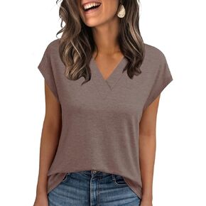 Womens Summer Tops Casual Spring V Neck T Shirts Cap Sleeve Basic Trendy Blouses Beach Vacation Clothes Fashion Outfits 2026 in Kuwait