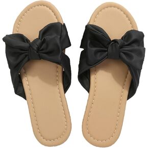 Sksshion Women's Bow Knot Sandals Slip On Flat Open Toe Slides Summer Beach Slippers in Saudi Arabia