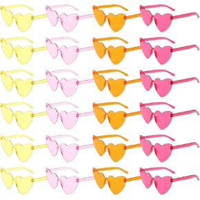24 Pcs Orange and Pink Heart Sunglasses Bulk Colorful Rimless Cat Eye Heart Sunglasses Sunset Party Decorations Tropicoqueta Bachelorette Bridesmaid Sunset Soiree Pink Orange Party Women Men in Saudi Arabia