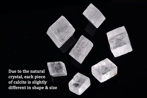 AMOYSTONE 1Lb Bulk Optical Calcite Iceland Spar in Box 7-8 Pcs Irregular White Crystals Rough Stones Raw Crystal Reiki Stone for Home Decor in Kuwait