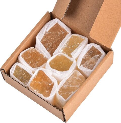 AMOYSTONE 1Lb Bulk Optical Calcite Iceland Spar in Box 7-8 Pcs Irregular White Crystals Rough Stones Raw Crystal Reiki Stone for Home Decor in Kuwait