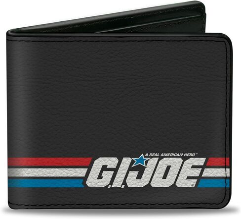 محفظة هاسبرو بإبزيم، ثنائية الطي، شعار GI Joe شريطي أسود أحمر أبيض أزرق، جلد نباتي in Kuwait