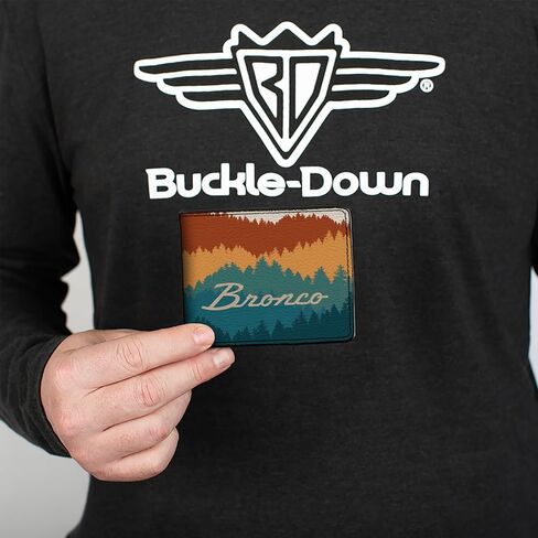 Buckle-Down Ford Wallet, Bifold, Ford Bronco Script Wilderness Orange Blues, Vegan Leather in Kuwait