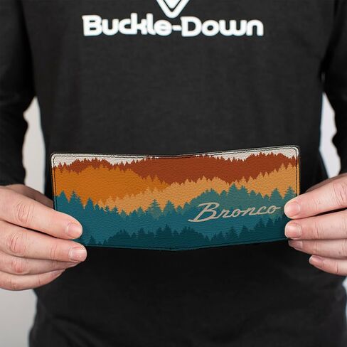 Buckle-Down Ford Wallet, Bifold, Ford Bronco Script Wilderness Orange Blues, Vegan Leather in Kuwait