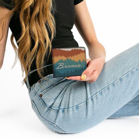 Buckle-Down Ford Wallet, Bifold, Ford Bronco Script Wilderness Orange Blues, Vegan Leather in Kuwait