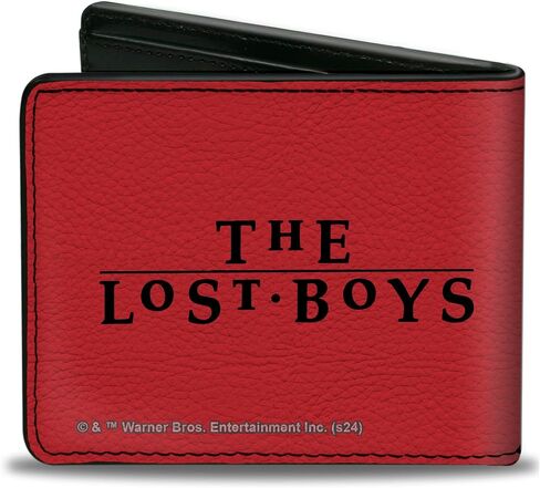 محفظة The Lost Boys بإبزيم للأسفل، ثنائية الطي، The Lost Boys Frog Brothers Rays Pose Black Reds، جلد نباتي in Kuwait