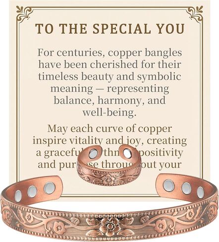 Copper Bracelet and Rings for Women, Ultra Strength Women Magnetic Bracelets with 3,800 Gauss Magnets, Adjustable Cuff Jewelry Gift in Saudi Arabia