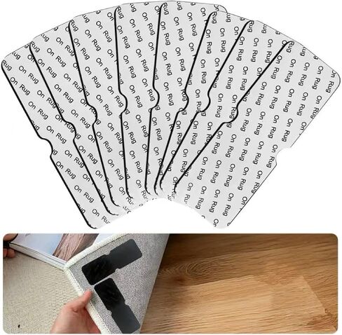 Reusable Rug Grippers for Area Rugs, Non Slip Carpet Grippers for Hardwood Floors, Washable Rug Corner Grippers to Stop Sliding & Curling, Thin & Invisible, 8 Pack in Kuwait