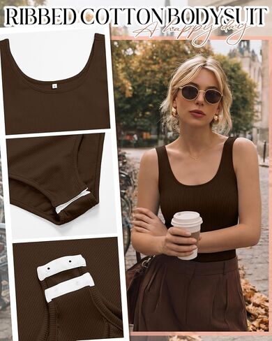 3 Pack Women's Ballet Tank Leotards Ribbed Cotton Scoop Neck Dancewear Sleeveless Adult Gymnastics Bodysuit (Cream, Apricot, Coffee,X-Large) in Kuwait