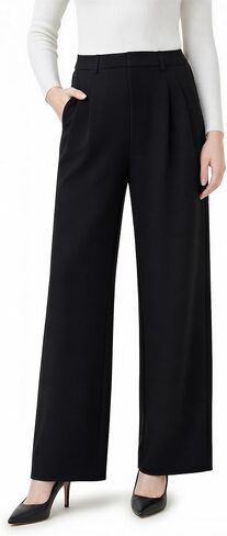 Wide Leg Dress Womens Dress Pants Business Casual Pants for Women with Pockets in Saudi Arabia