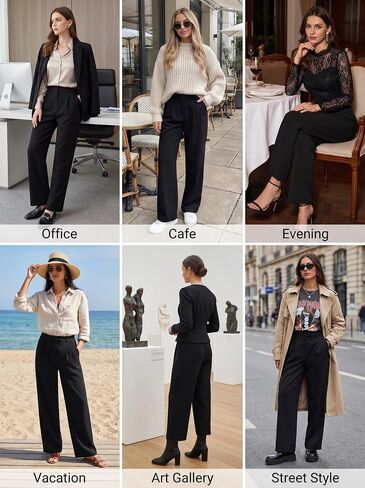 Wide Leg Dress Womens Dress Pants Business Casual Pants for Women with Pockets in Saudi Arabia