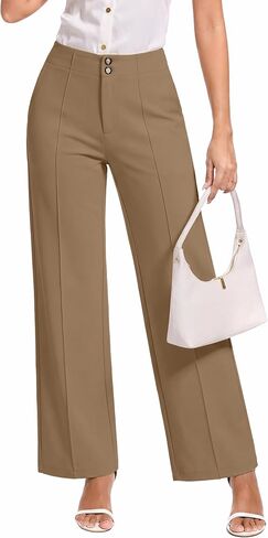 Womens Dress Pants Stretchy Business Casual Work Pants Straight Slacks for Office in Kuwait