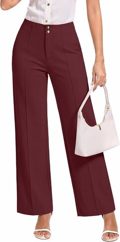 Womens Dress Pants Stretchy Business Casual Work Pants Straight Slacks for Office in Kuwait