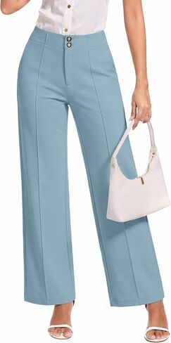 Womens Dress Pants Stretchy Business Casual Work Pants Straight Slacks for Office in Kuwait