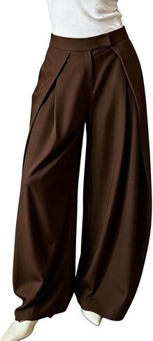 Unybwonn Women Dress Slacks Pants Casual Pleated Business Work Pants Wide Leg High Waisted Palazzo Trousers with Pockets in Kuwait
