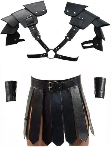 Gladiator Kilt Men Adult Medieval Knight Leather Belt Shawl Gladiator Costume in Kuwait