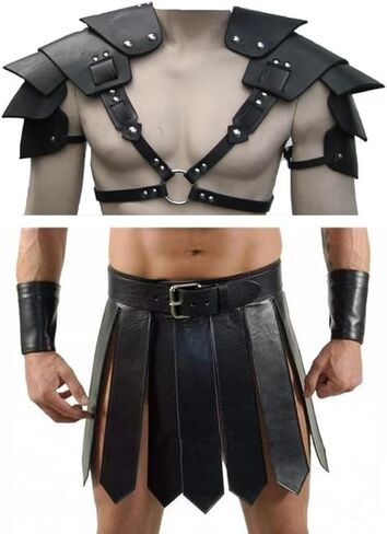 Gladiator Kilt Men Adult Medieval Knight Leather Belt Shawl Gladiator Costume in Kuwait