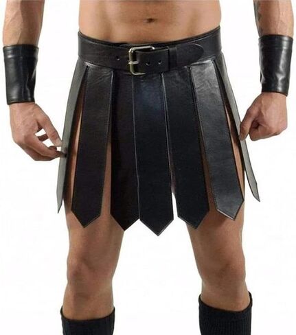 Gladiator Kilt Men Adult Medieval Knight Leather Belt Shawl Gladiator Costume in Kuwait