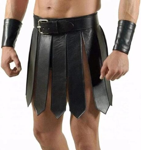 Gladiator Kilt Men Adult Medieval Knight Leather Belt Shawl Gladiator Costume in Kuwait