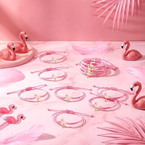 24 Pcs Flamingo Friendship Bracelets Gift Bulk String Braided Bracelets for Women Summer Tropical Hawaii Party Favors in Kuwait