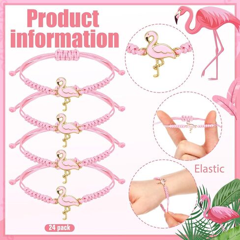 24 Pcs Flamingo Friendship Bracelets Gift Bulk String Braided Bracelets for Women Summer Tropical Hawaii Party Favors in Kuwait