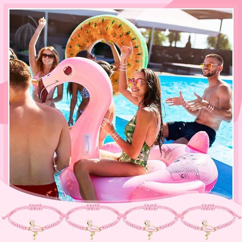 24 Pcs Flamingo Friendship Bracelets Gift Bulk String Braided Bracelets for Women Summer Tropical Hawaii Party Favors in Kuwait